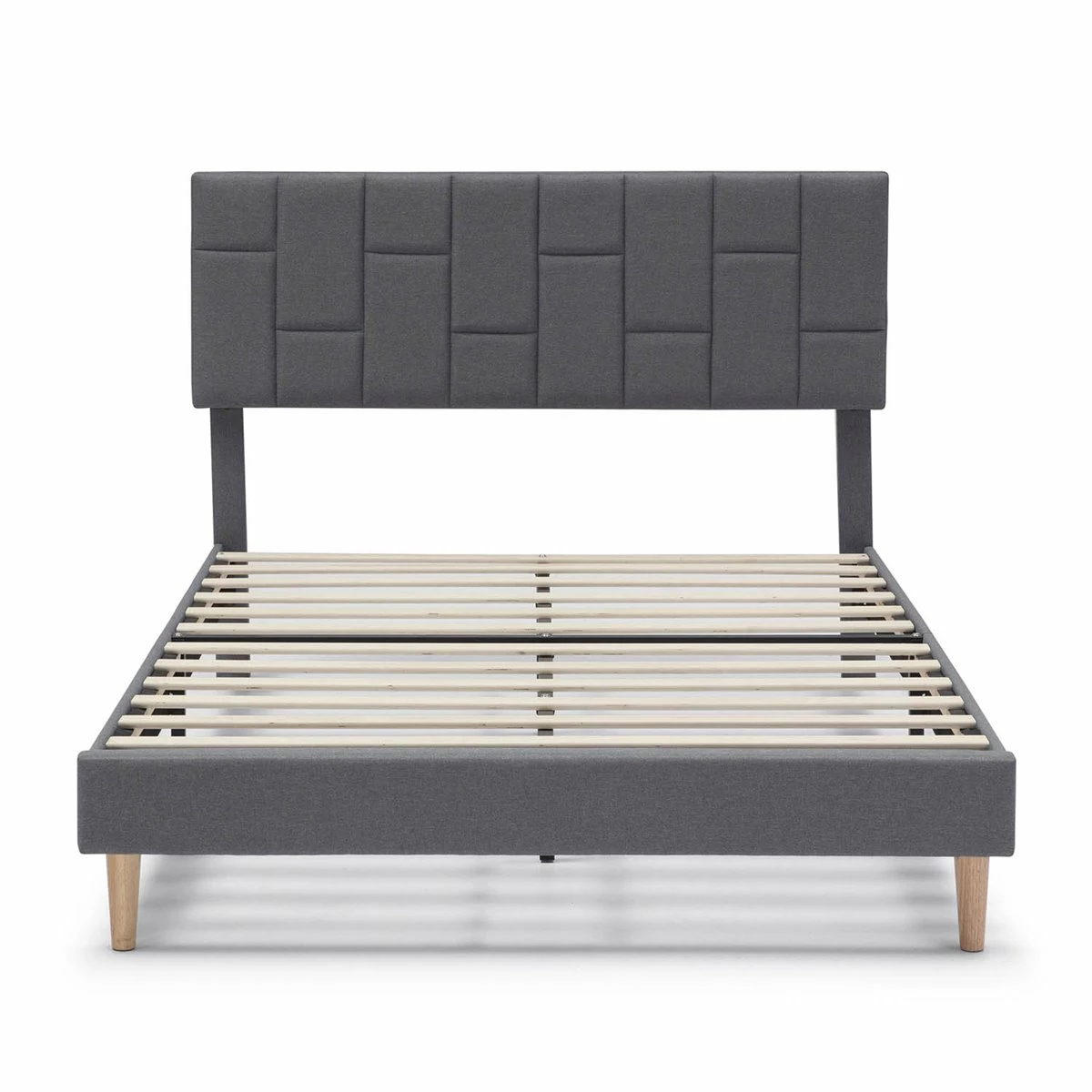 Estructura De Cama Tapizada Sorni 150x190 Cm, Gris Oscuro - Imagen 2