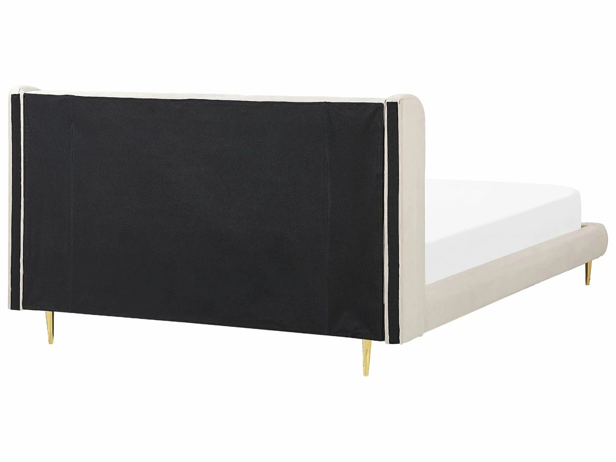 Cama Con Somier De Terciopelo Beige/dorado 180 X 200 Cm FORBACH - Imagen 6