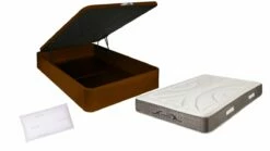 PACK DE CANAPÉ DE MADERA CEREZO + COLCHÓN VISCOELÁSTICO CON 1 ALMOHADA NORDIC - Incluye Montaje