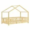 Cama Para Niños Treviolo Forma De Casa Pino 80x160 Cm Pino Natural [en.casa]