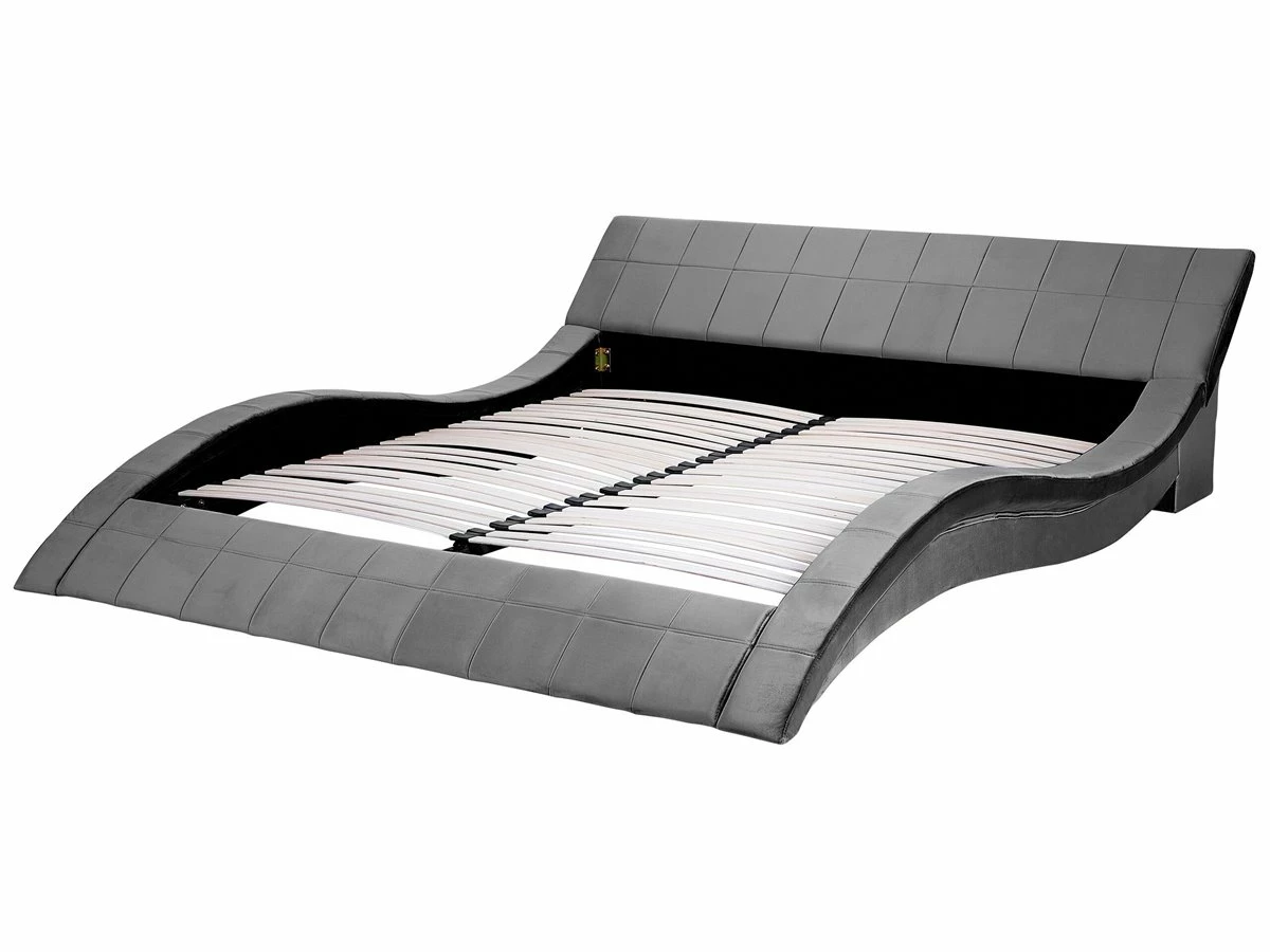 Cama Con Somier De Terciopelo Gris 180 X 200 Cm VICHY - Imagen 7