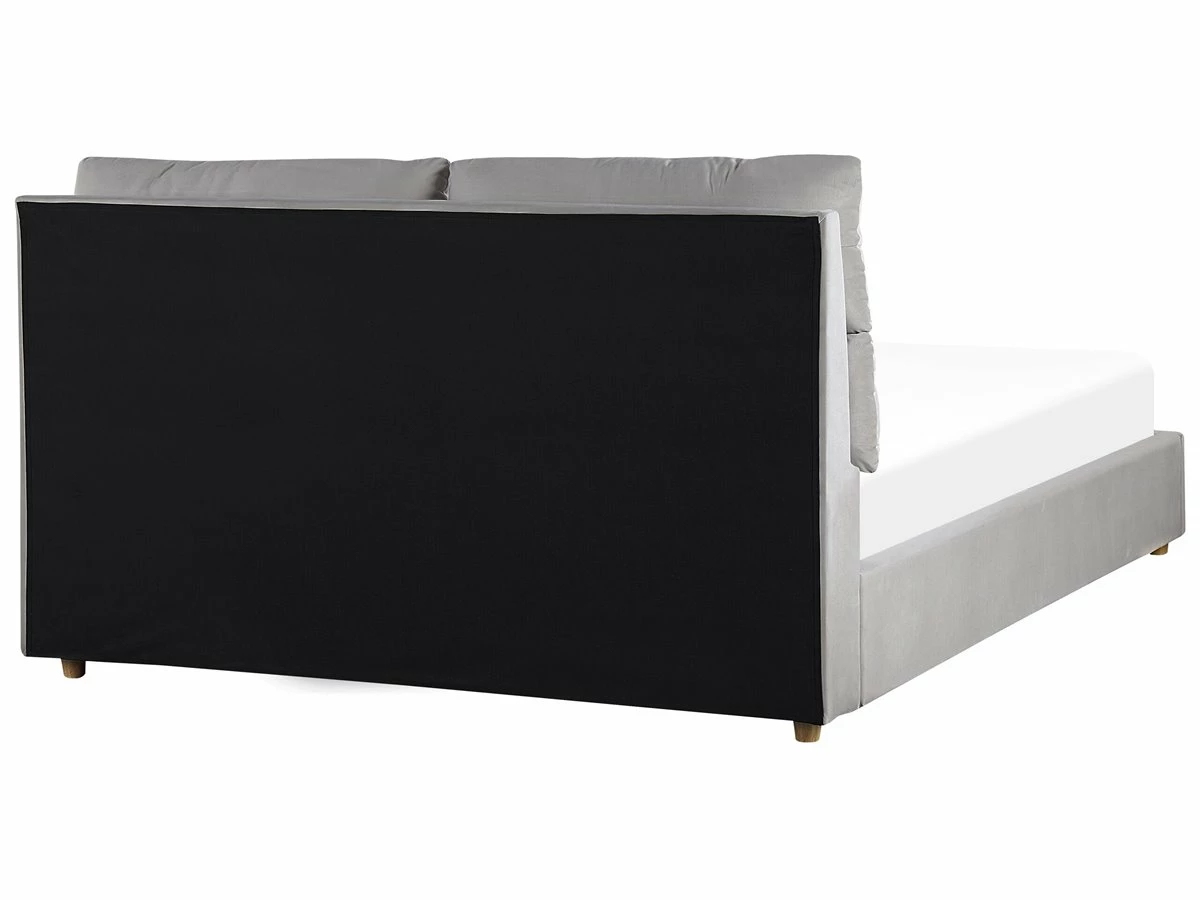 Cama Con Somier De Terciopelo Gris Claro 160 X 200 Cm BATILLY - Imagen 6