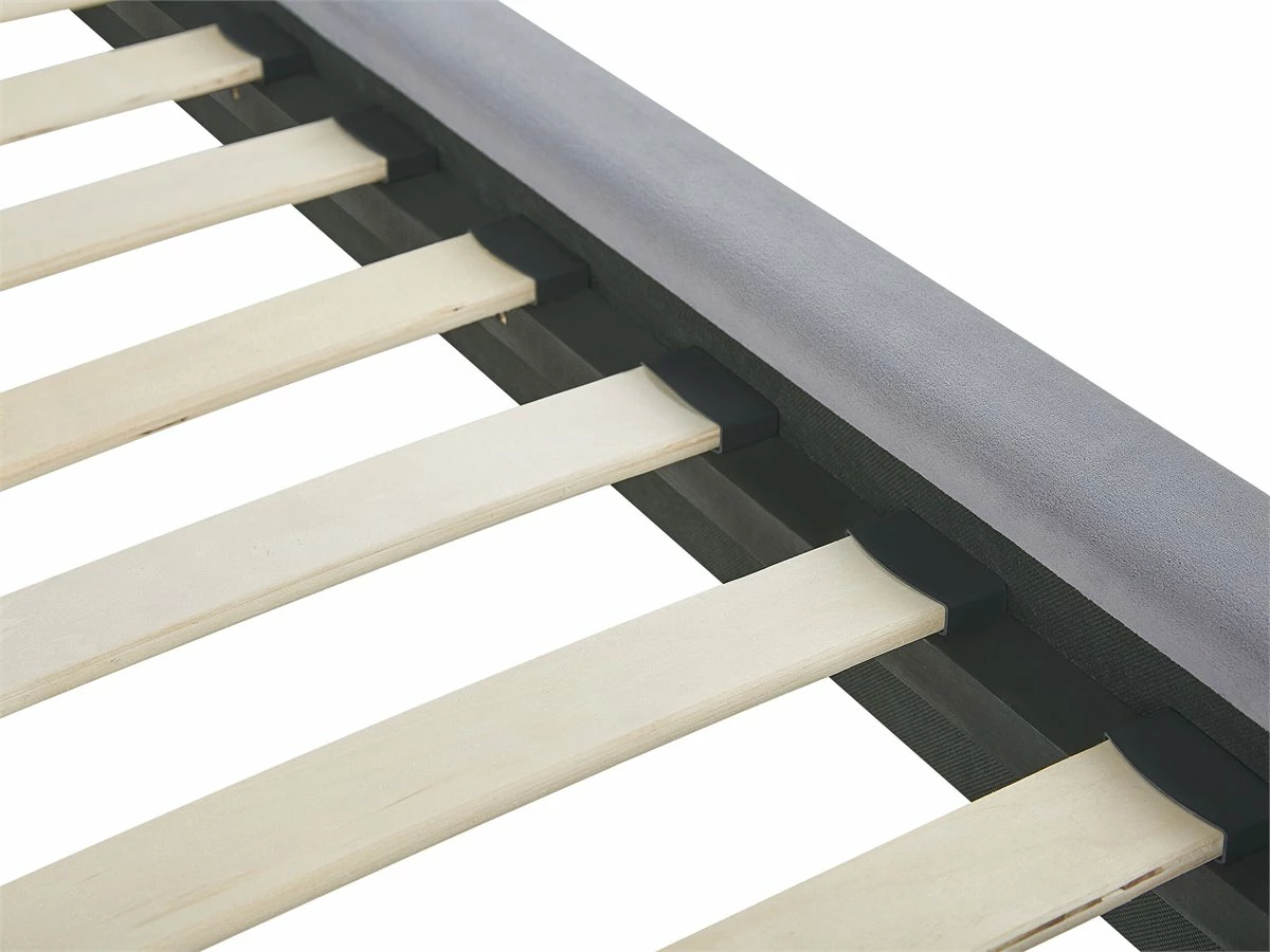 Cama Con Somier De Terciopelo Gris 140 X 200 Cm FORBACH - Imagen 7