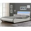 Corium Cama Doble (Valencia) Tapizada En Cuero Sintético Con LED - 140x200cm (blanco)