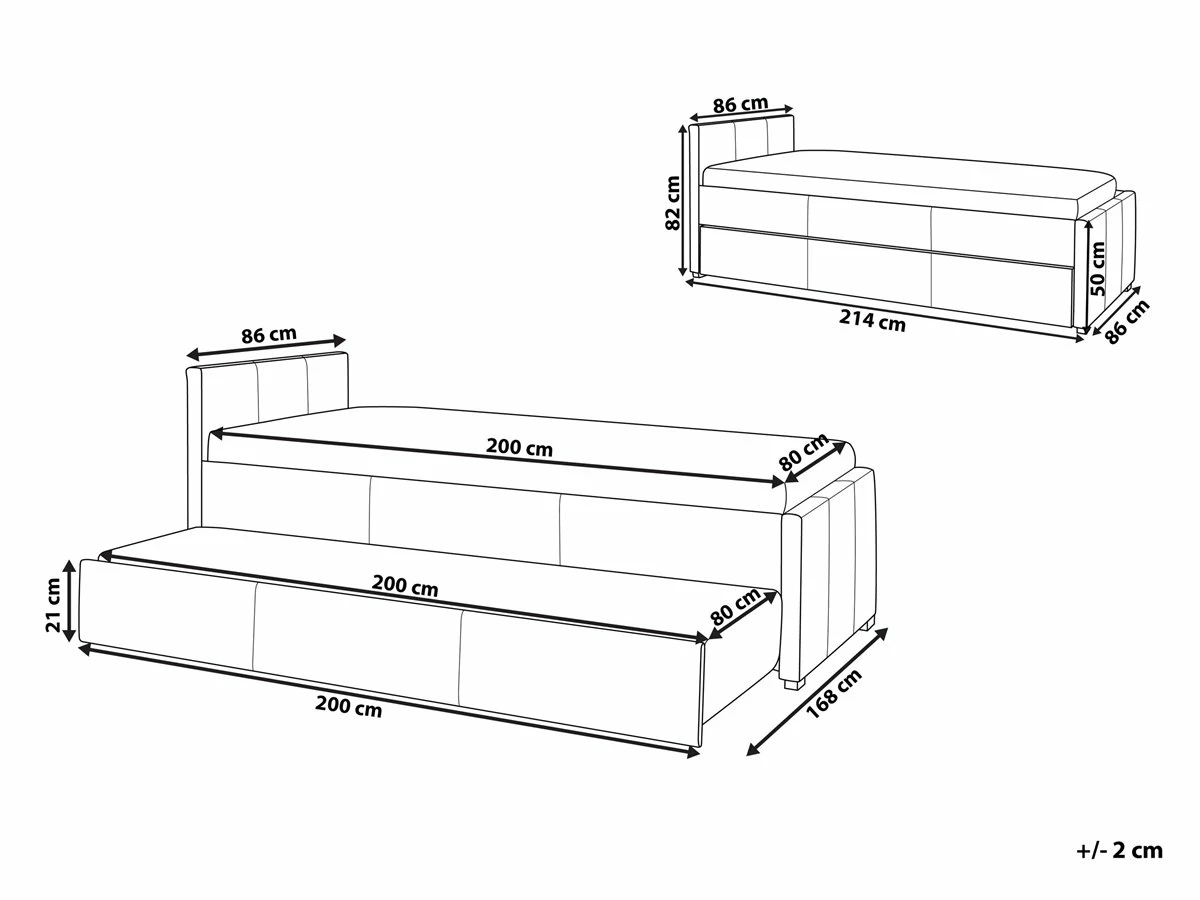 Cama Con Somier De Poliéster Azul Marino 80 X 200 Cm MARMANDE - Imagen 3