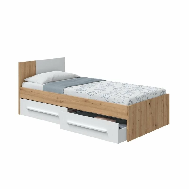Cama Noa Blanco Mate Y Roble Nodi 41x196X97 Cm - Imagen 3