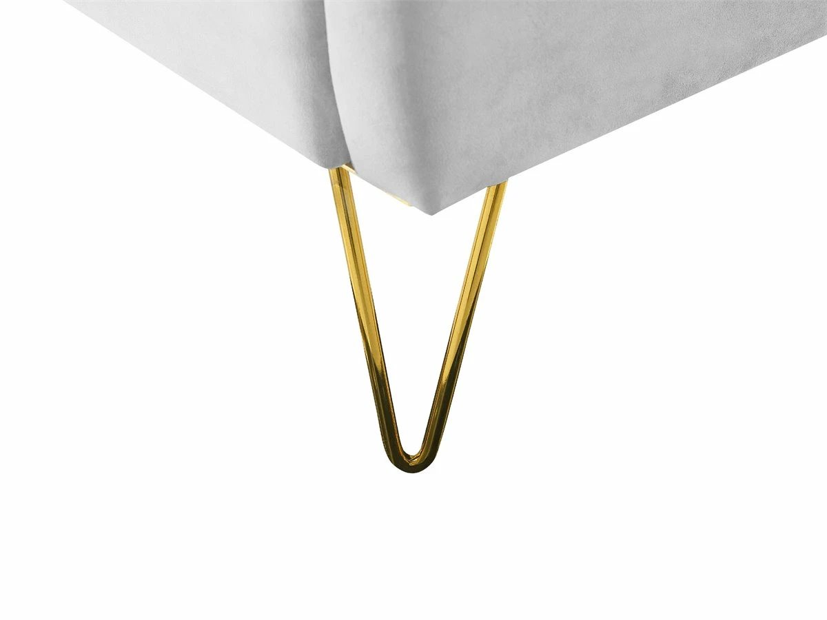 Cama Con Somier De Terciopelo Gris Claro/dorado 180 X 200 Cm AMBILLOU - Imagen 9