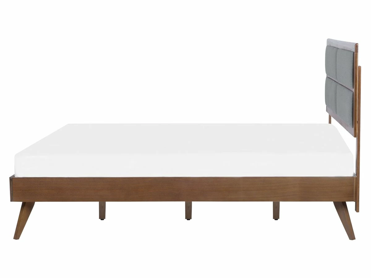 Cama Con Somier Madera Oscura/gris 160 X 200 Cm POISSY - Imagen 5