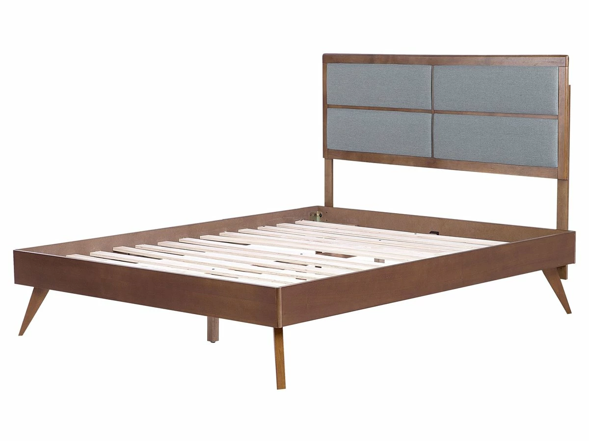 Cama Con Somier Madera Oscura/gris 160 X 200 Cm POISSY - Imagen 7