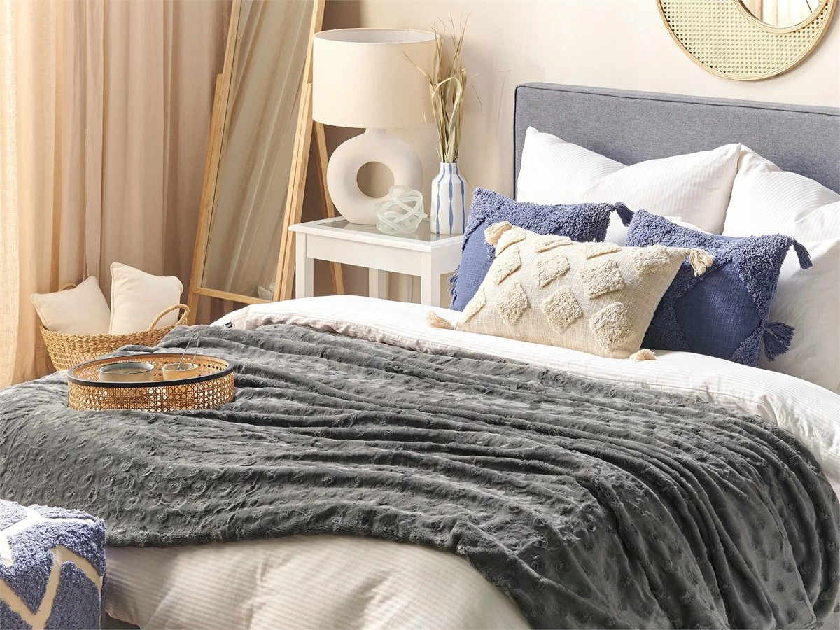 Manta De Poliéster Gris Oscuro/blanco 150 X 200 Cm KANDILLI - Imagen 2