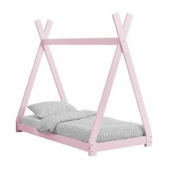 Cama Infantil Onejda Con Somier - Estructura Tipi De Madera Pino - 70 X 140 Cm - Rosa [en.casa]