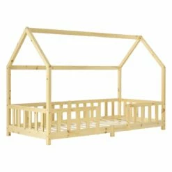 Cama Para Niños Sisimiut Forma De Casa Pino 90x200 Cm Pino Natural [en.casa]