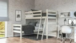 Litera De Madera Maciza De Pino En L Para Cama De 90X190 - Venprodin - Color Blanco Decapé