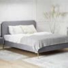 Cama Con Somier De Terciopelo Gris/dorado 160 X 200 Cm FLAYAT