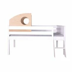 Cama Media Altura Protección Anticaídas Con Cabaña KASVA 206x98x160 Cm