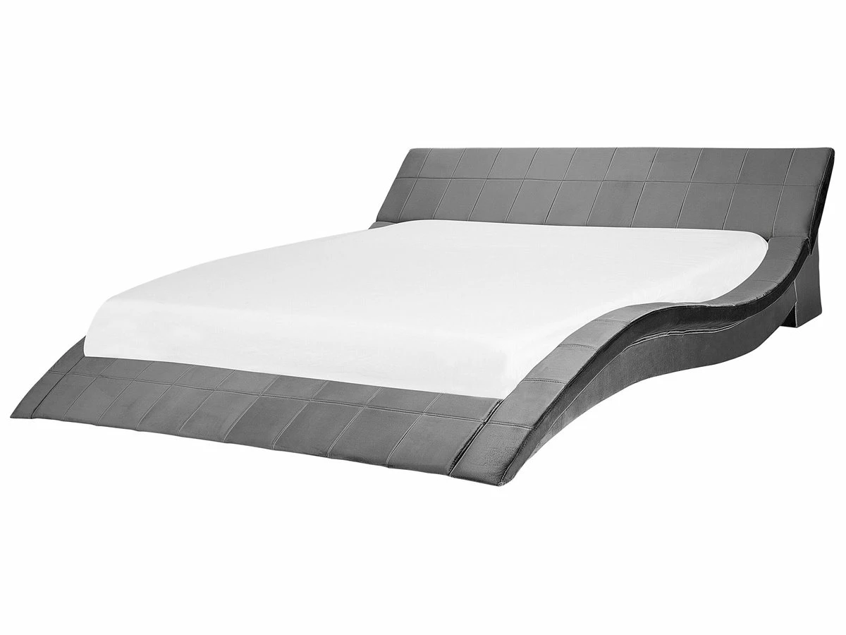 Cama Con Somier De Terciopelo Gris 180 X 200 Cm VICHY - Imagen 2