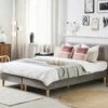 Cama Continental De Terciopelo Gris 160 X 200 Cm MARQUISE