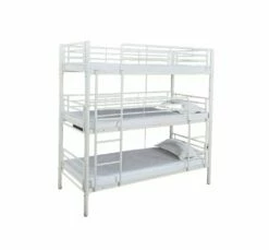 Litera Triple De Estructura De Metal Color Blanco, 215x200x97cm