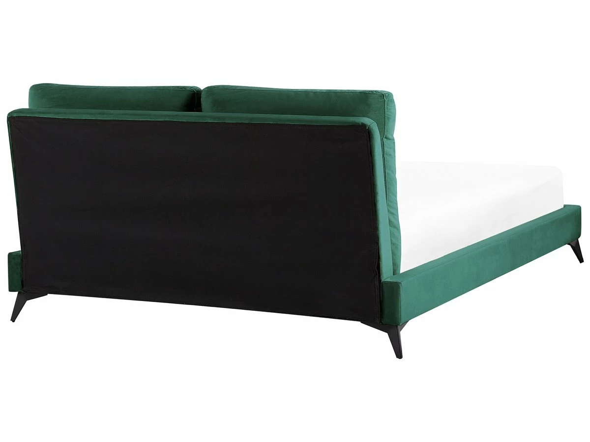 Cama Con Somier De Terciopelo Verde Esmeralda/negro 160 X 200 Cm MELLE - Imagen 5