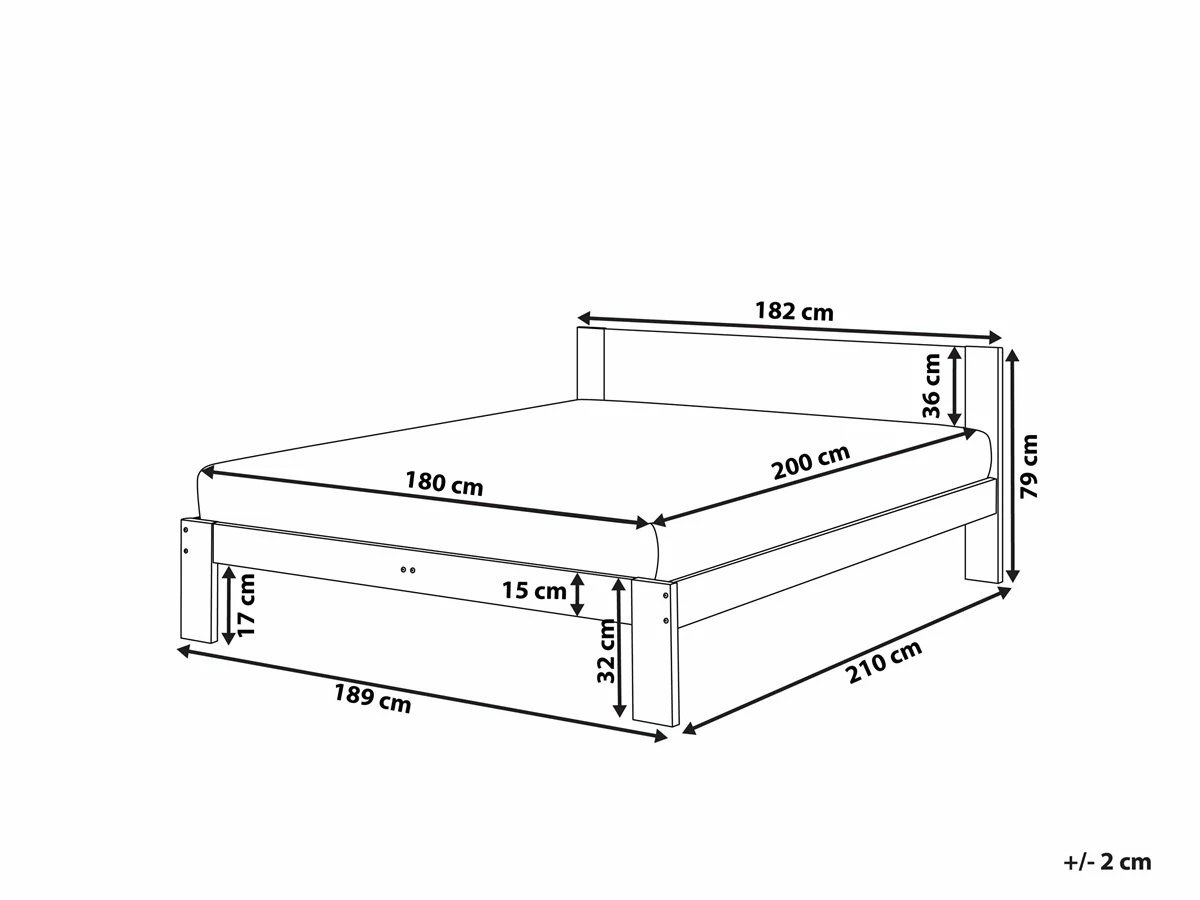 Cama Con Somier De Madera De Pino Clara 180 X 200 Cm ROYAN - Imagen 3