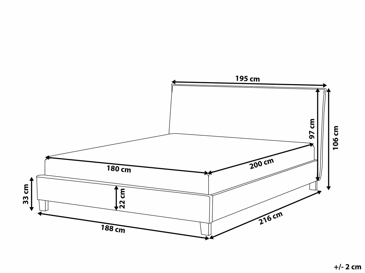 Cama Con Somier De Poliéster Gris Claro/madera Clara 180 X 200 Cm SENNEZ - Imagen 3