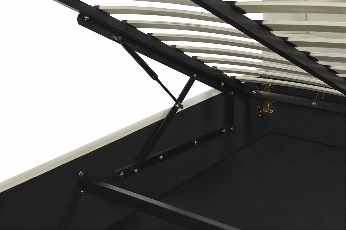 Cama Con Almacenaje De Terciopelo Blanco Crema/negro 140 X 200 Cm VINCENNES - Imagen 9