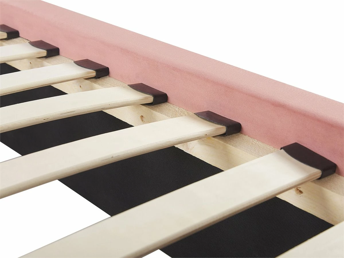 Cama Con Somier De Terciopelo Rosa 160 X 200 Cm NOYERS - Imagen 9