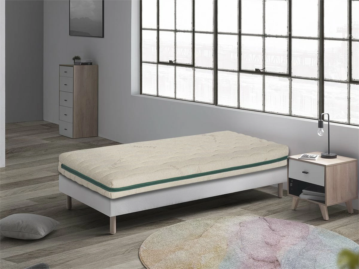 Colchon De Espuma 70X190 ORGANIC STAR, 11 CM, Algodón Y Lino. Desenfundable Y Lavable A 30º - Imagen 2