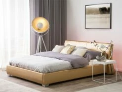 Cama LED De Piel Dorado/plateado 180 X 200 Cm PARIS