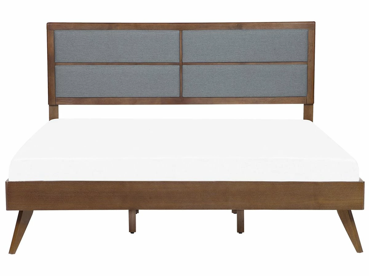 Cama Con Somier Madera Oscura/gris 180 X 200 Cm POISSY - Imagen 4