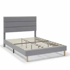 Estructura De Cama Tapizada Aroma 90x190 Cm, Gris Claro