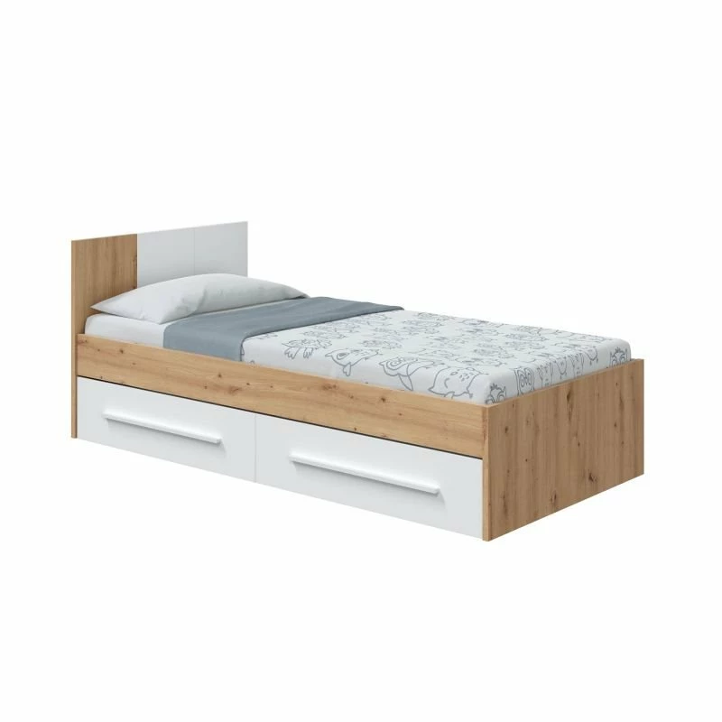 Cama Noa Blanco Mate Y Roble Nodi 41x196X97 Cm