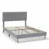 Estructura De Cama Tapizada Sorni 150x190 Cm, Gris Claro