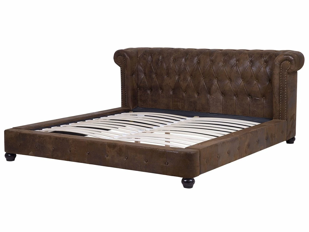 Cama Con Somier De Gamuza Marr贸n 180 X 200 Cm CAVAILLON - Imagen 7