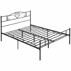 HOMCOM Marco De Cama Doble De Metal Para Colchón 150x200 Cm Con Cabecera Y Patas De 31 Cm Estructura De Cama Matrimonio Con Espacio Bajo De Almacenamiento 158x211x106 Cm Negro