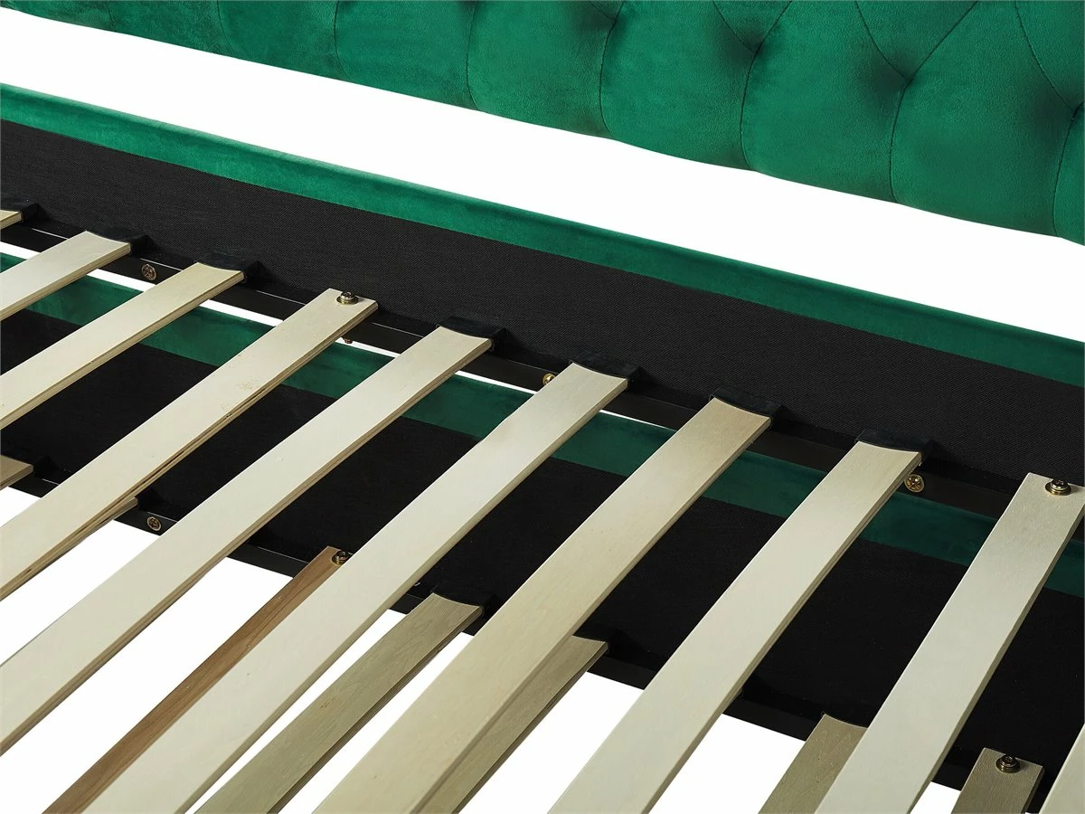 Cama Con Somier De Terciopelo Verde Esmeralda 90 X 200 Cm MONTARGIS - Imagen 11