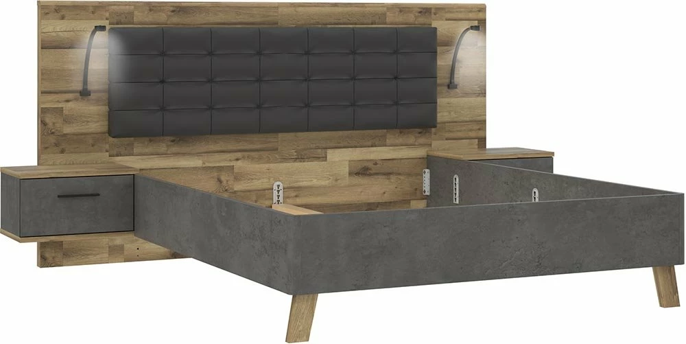 Cama 160x200 Cm Con Cabecera Y Mesas De Cabecera RICCIANO