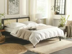 Cama Con Somier De Madera De álamo Negro/madera Clara 160 X 200 Cm MONPAZIER