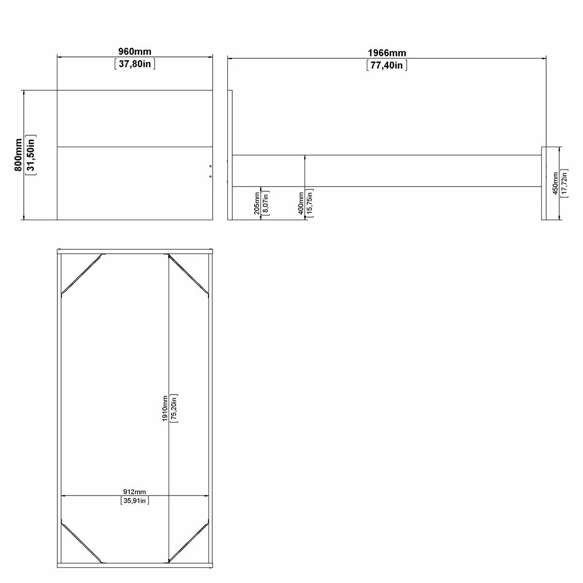 Cama 90x190 Blanco Alto Brillo NAIA - Imagen 6