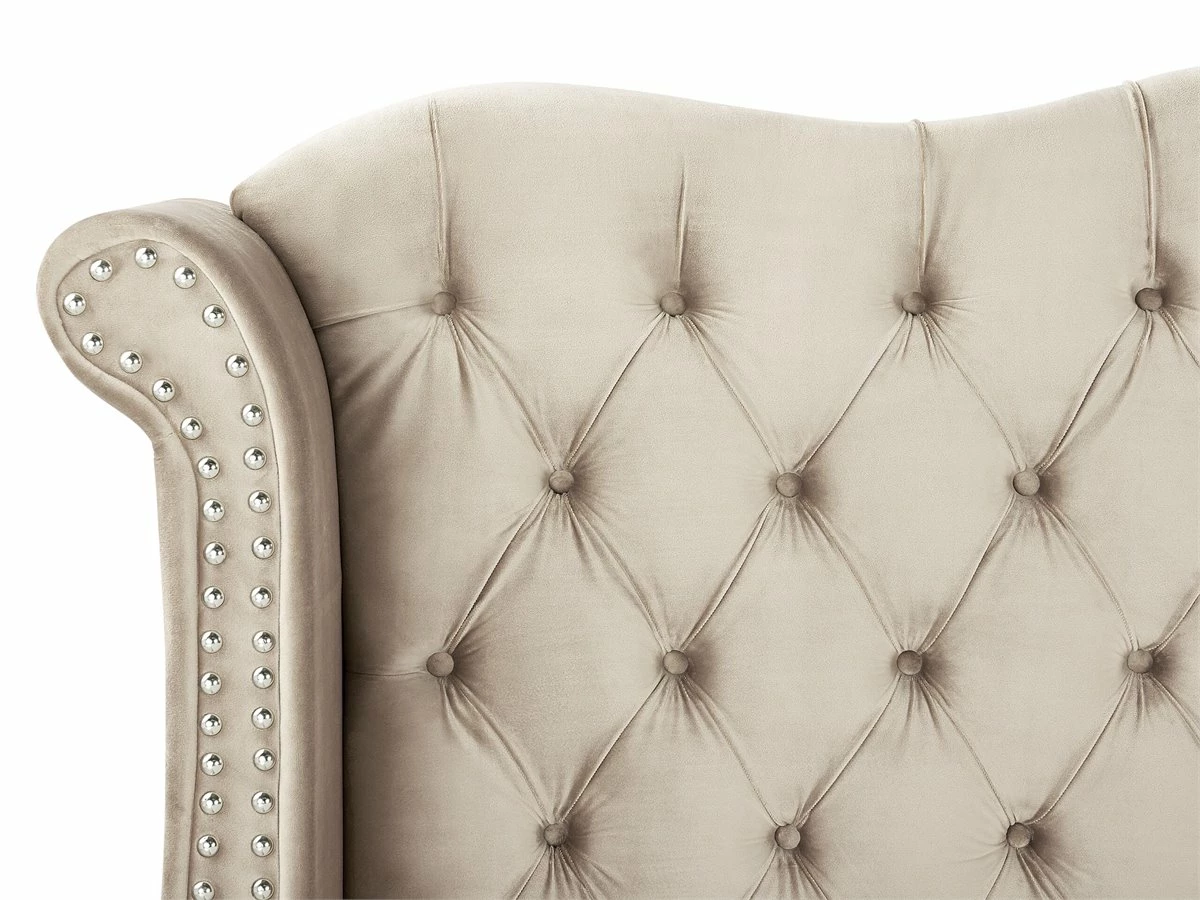 Cama Con Somier De Terciopelo Beige 140 X 200 Cm AYETTE - Imagen 8